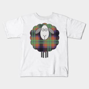 Scottish Halloween Coloured Tartan Patterned Sheep Kids T-Shirt